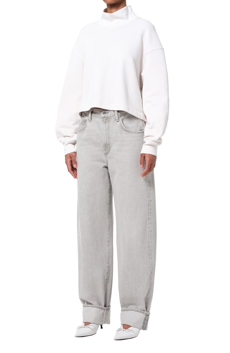 AGOLDE Isra Mock Neck Fleece Cotton Pullover, Alternate, color, Wired