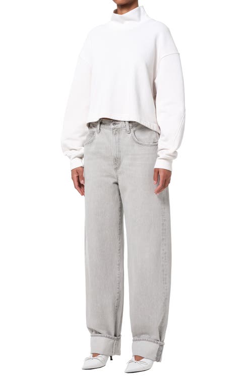 Agolde Isra Mock Neck Fleece Cotton Pullover In Multi