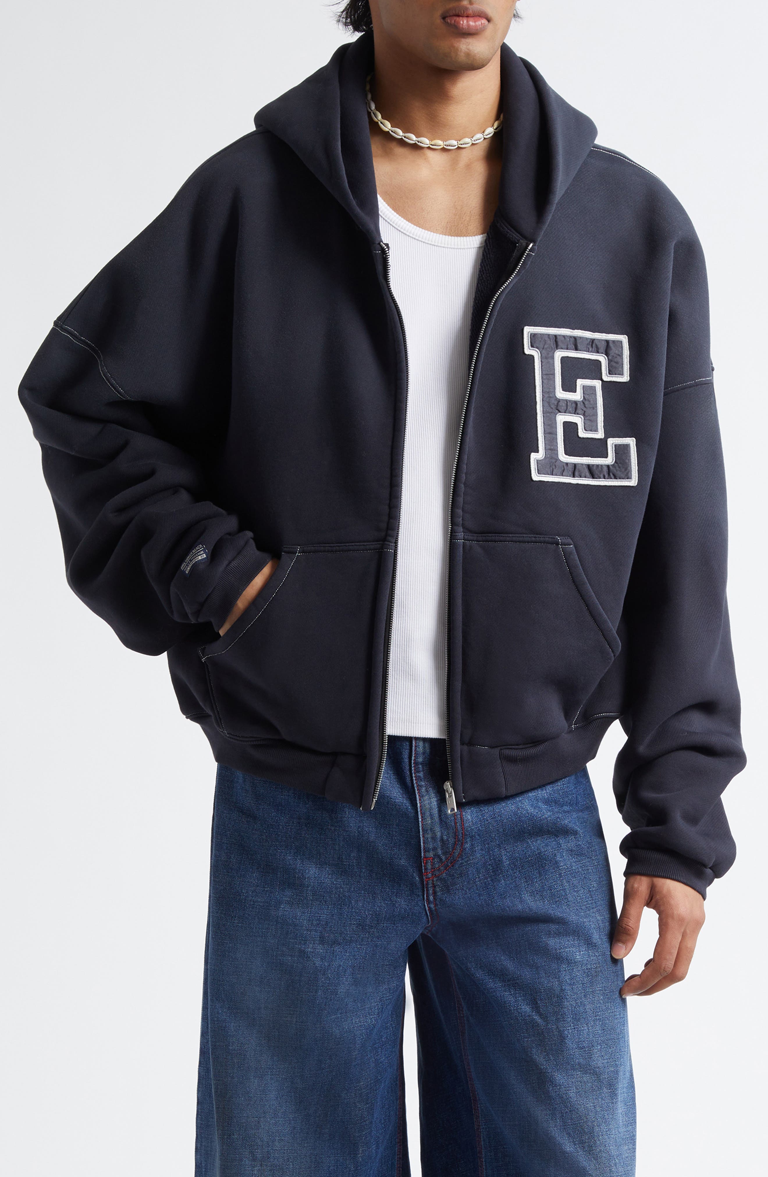 ERL Gender Inclusive Oversize Varsity Zip Hoodie | Nordstrom