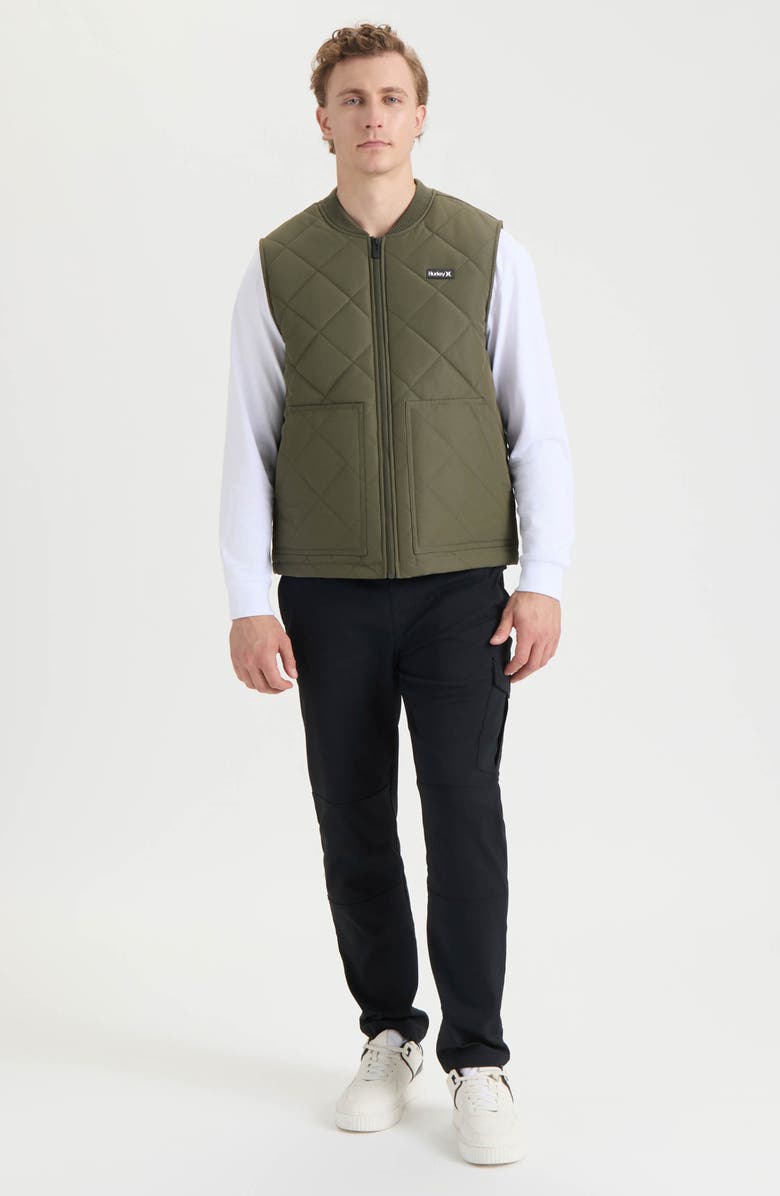 Hurley Malony Water Repellent Faux Shearling Lined Quilted Vest, Alternate, color, Cargo