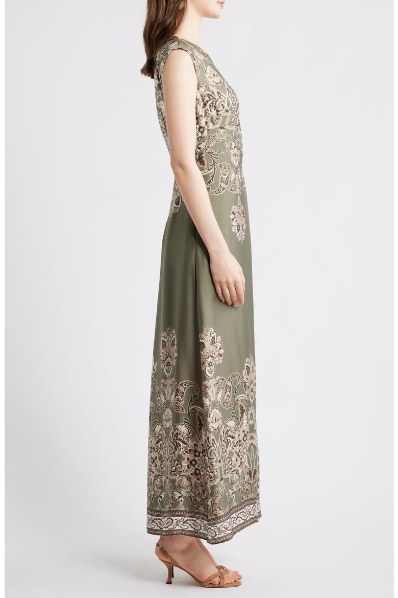 Placed Print Satin Gown, Alternate, color, LIGHT SAGE