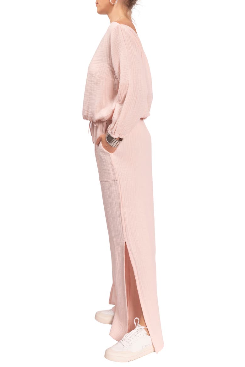 Riley Cotton Gauze Split Hem Pants, Alternate, color, BLUSH
