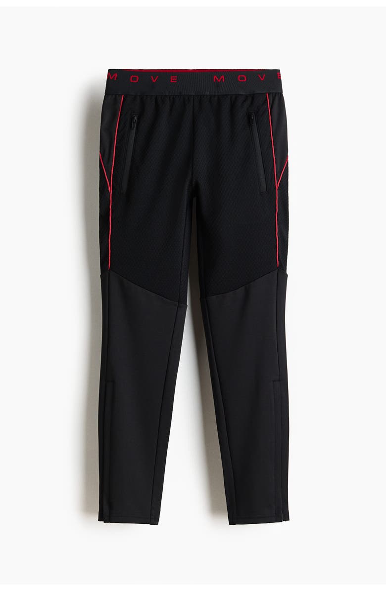 H&M Regular Fit Football Pants With Drymove, Main, color, Black
