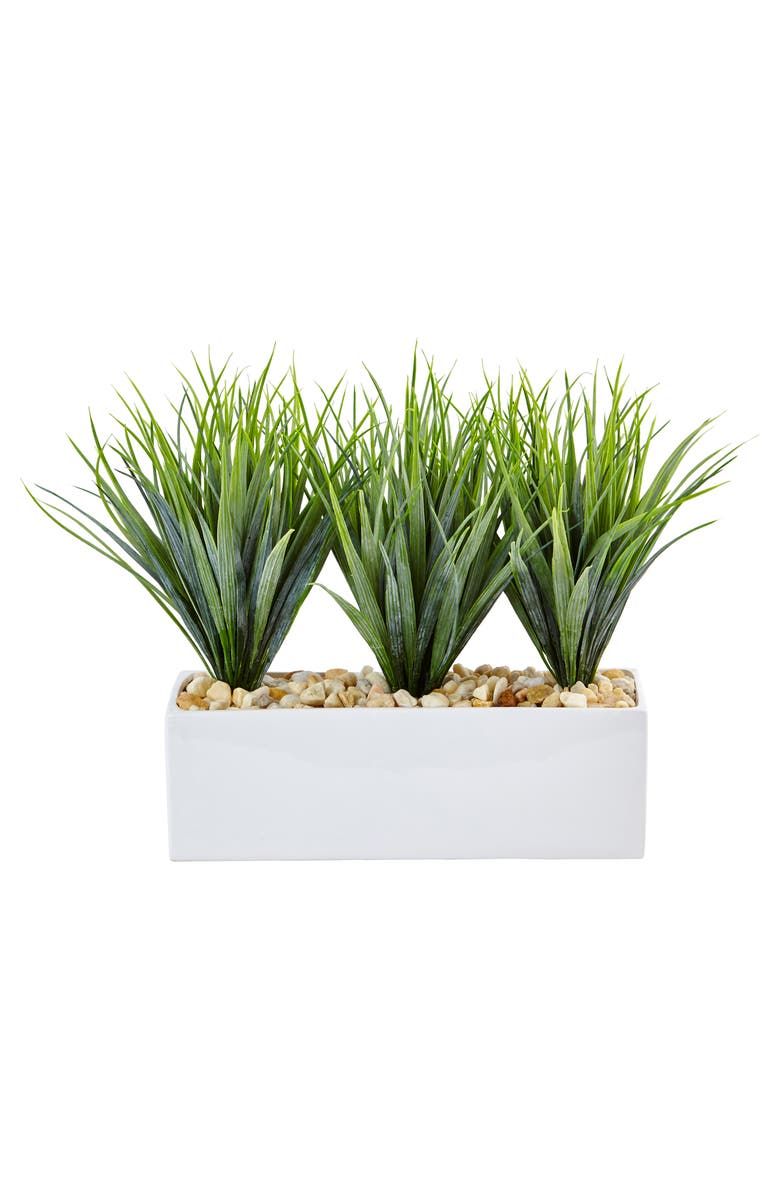NEARLY NATURAL Vanilla Grass in Rectangular Planter, Main, color, Green