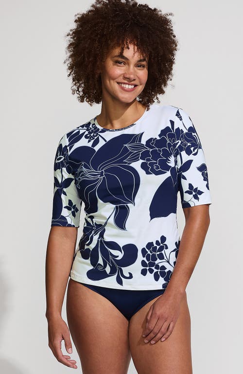 LANDS' END LANDS' END ELBOW SLEEVE RELAXED UPF 50 RASH GUARD 