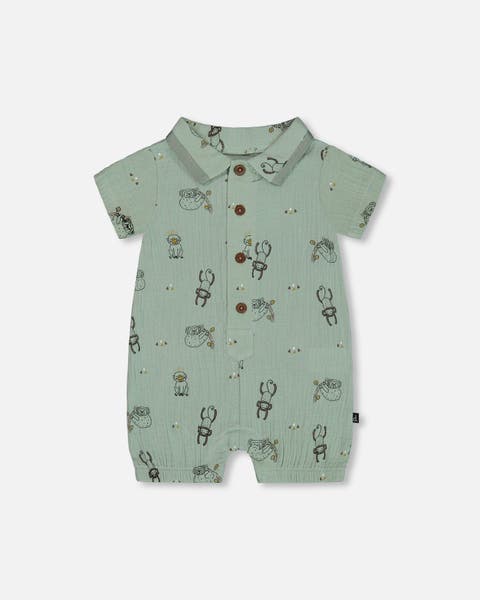 Nino Print SS Zip Romper Nino Print SS Zip Romper