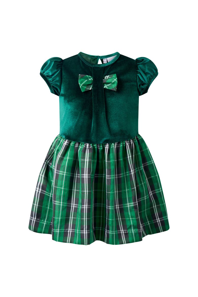 Green Velvet Check Party Dress, Main, color, Green