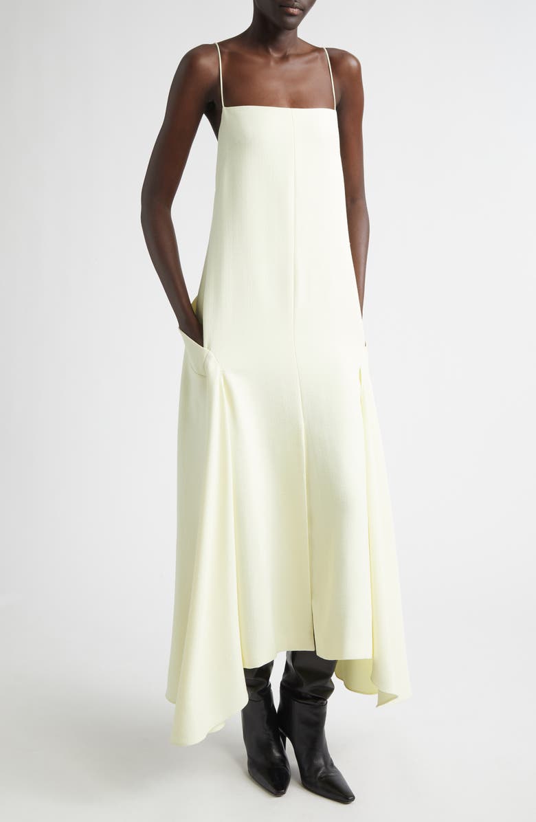 Brandon Maxwell The Darby Crepe Midi Dress, Main, color, Lemon Ice