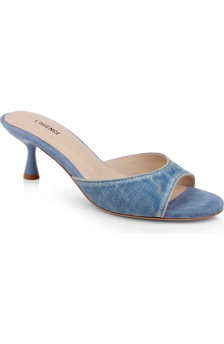 L'AGENCE Arleen Slide Sandal, Main, color, Light Denim