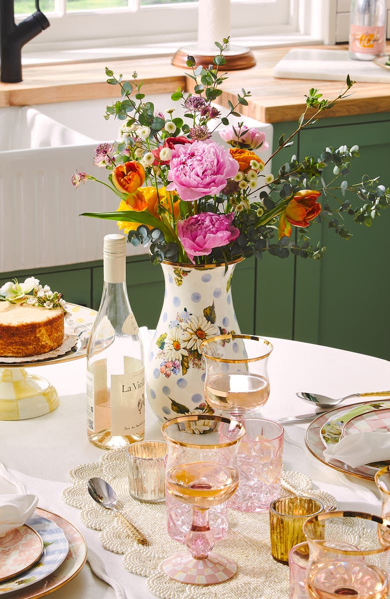 MACKENZIE CHILDS Wildflowers Enameled Steel Tall Vase, Alternate, color, White Multi