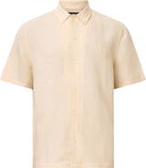 AllSaints Bandol Short Sleeve Linen Blend Button-Up Shirt