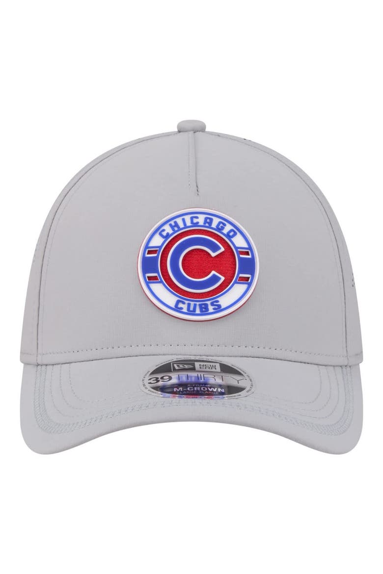 Men's New Era Gray Chicago Cubs Patch 39THIRTY A-Frame M-Crown Perforated Flex Hat, Alternate, color, Gray