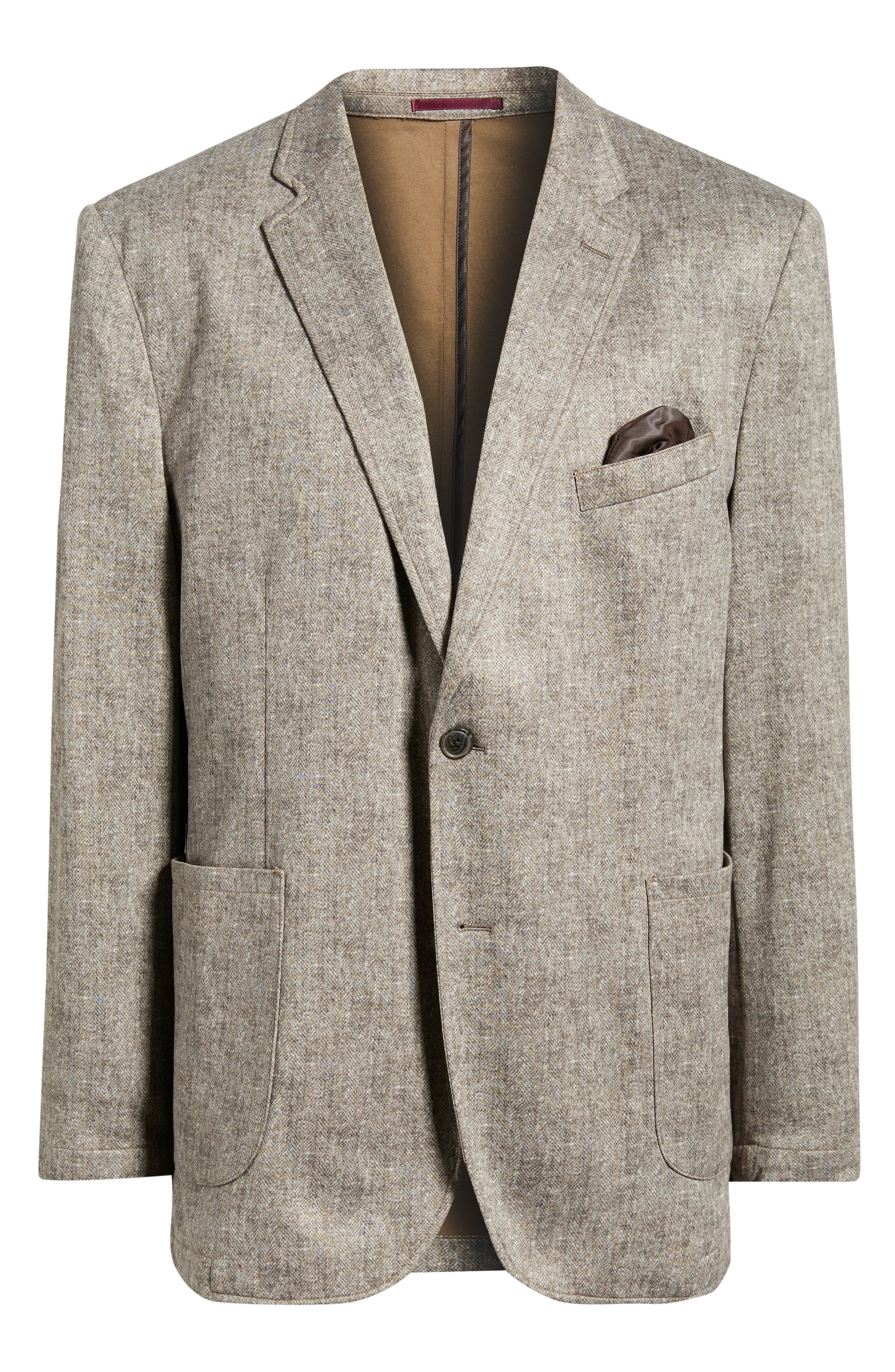 XC Flex Tan Herringbone Cotton Blend Knit Sport Coat