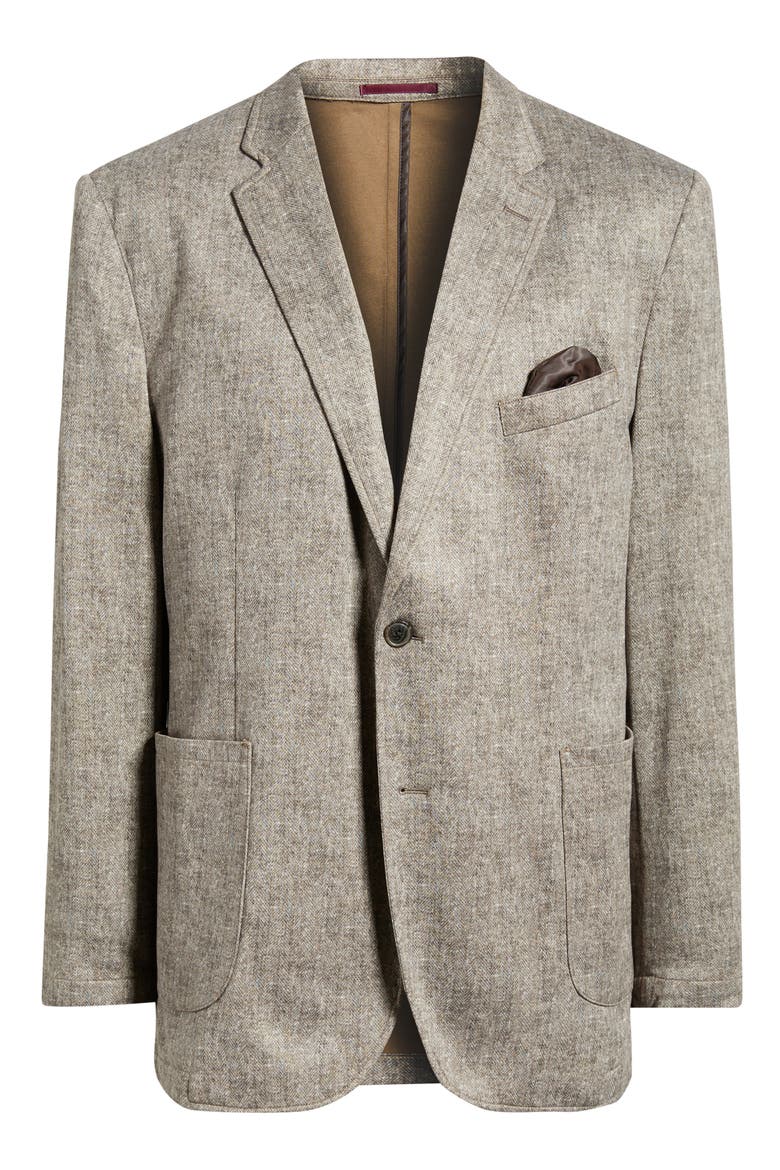 XC Flex® Tan Herringbone Cotton Blend Knit Sport Coat, Main, color, TAN HRRGBN