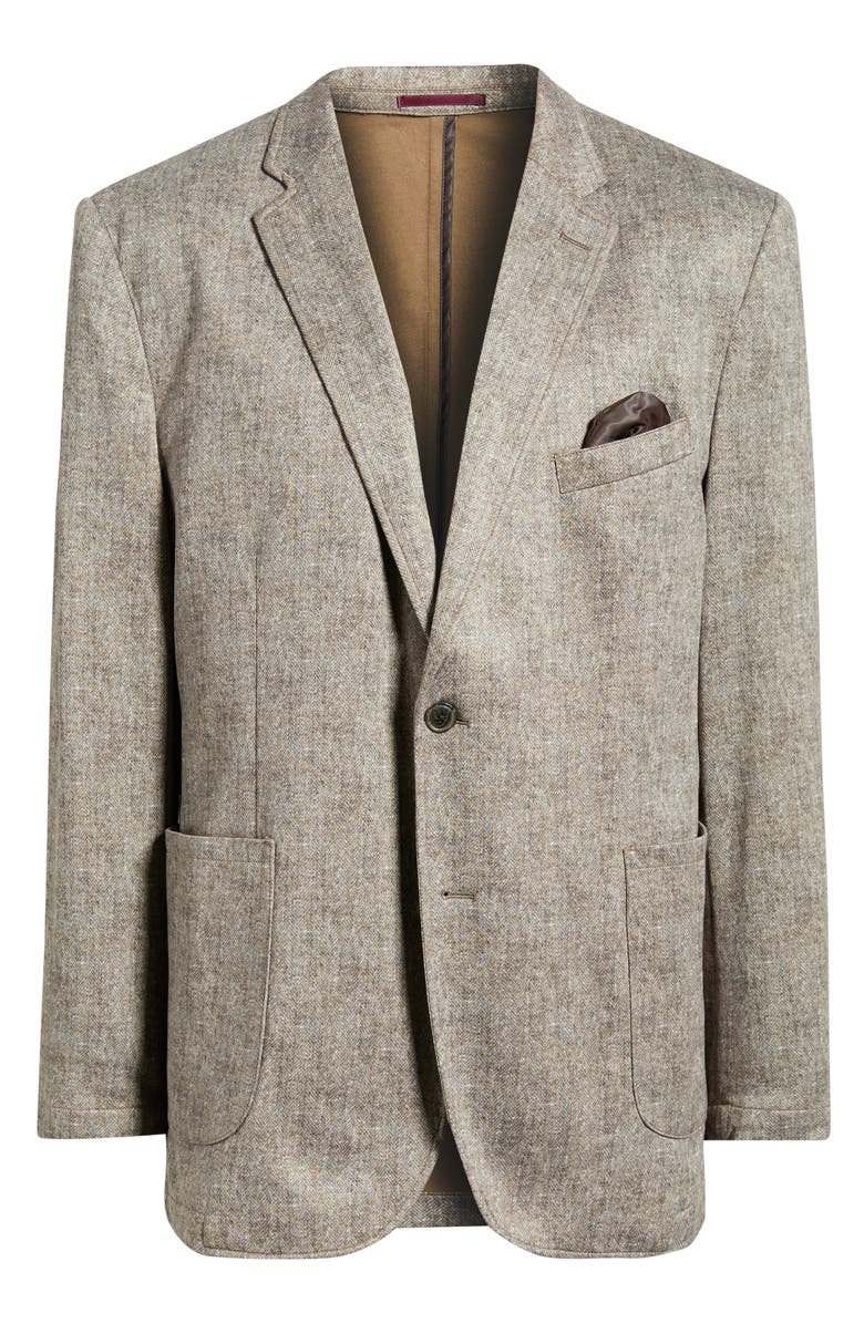 Johnston & Murphy XC Flex<sup>®</sup> Tan Herringbone Cotton Blend Knit Sport Coat, Main, color, Tan Hrrgbn