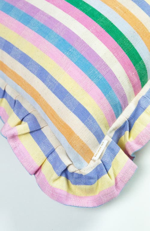 Archive New York Handwoven Classic Ruffle Square Cotton Throw Pillow In Multi