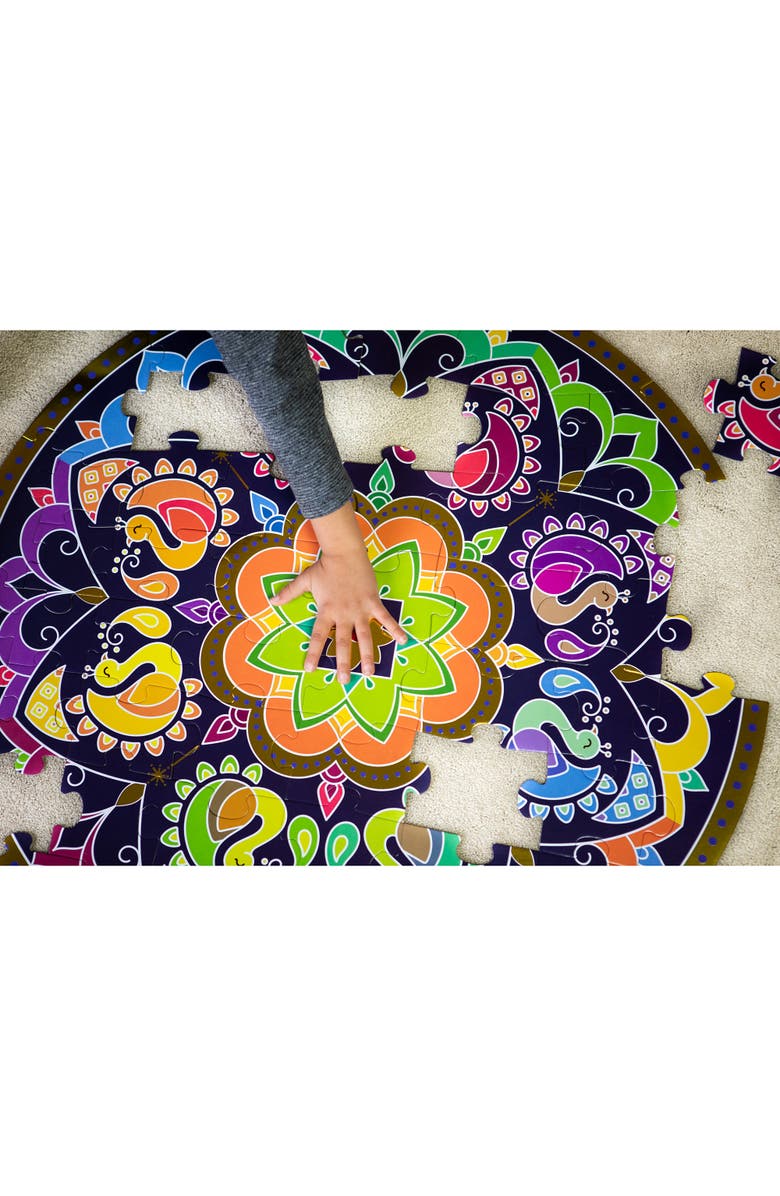 KULTURE KHAZANA Rangoli Mandala 32" Round Floor Puzzle 48 Pieces, Indian Art For Holi, Alternate, color, Multicolored