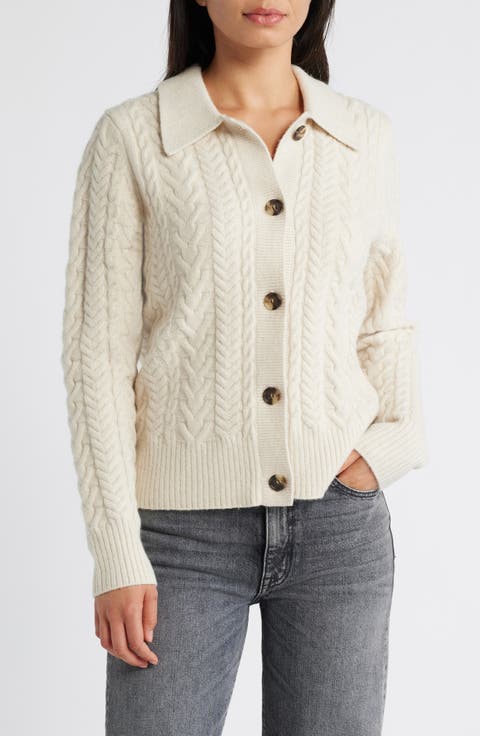 Cable Cotton Blend Cardigan