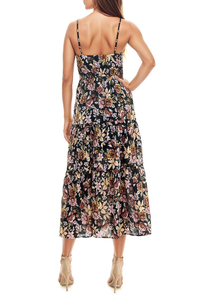 Floral Tiered Button-Up Dress, Alternate, color, BLK MULTI FLORAL