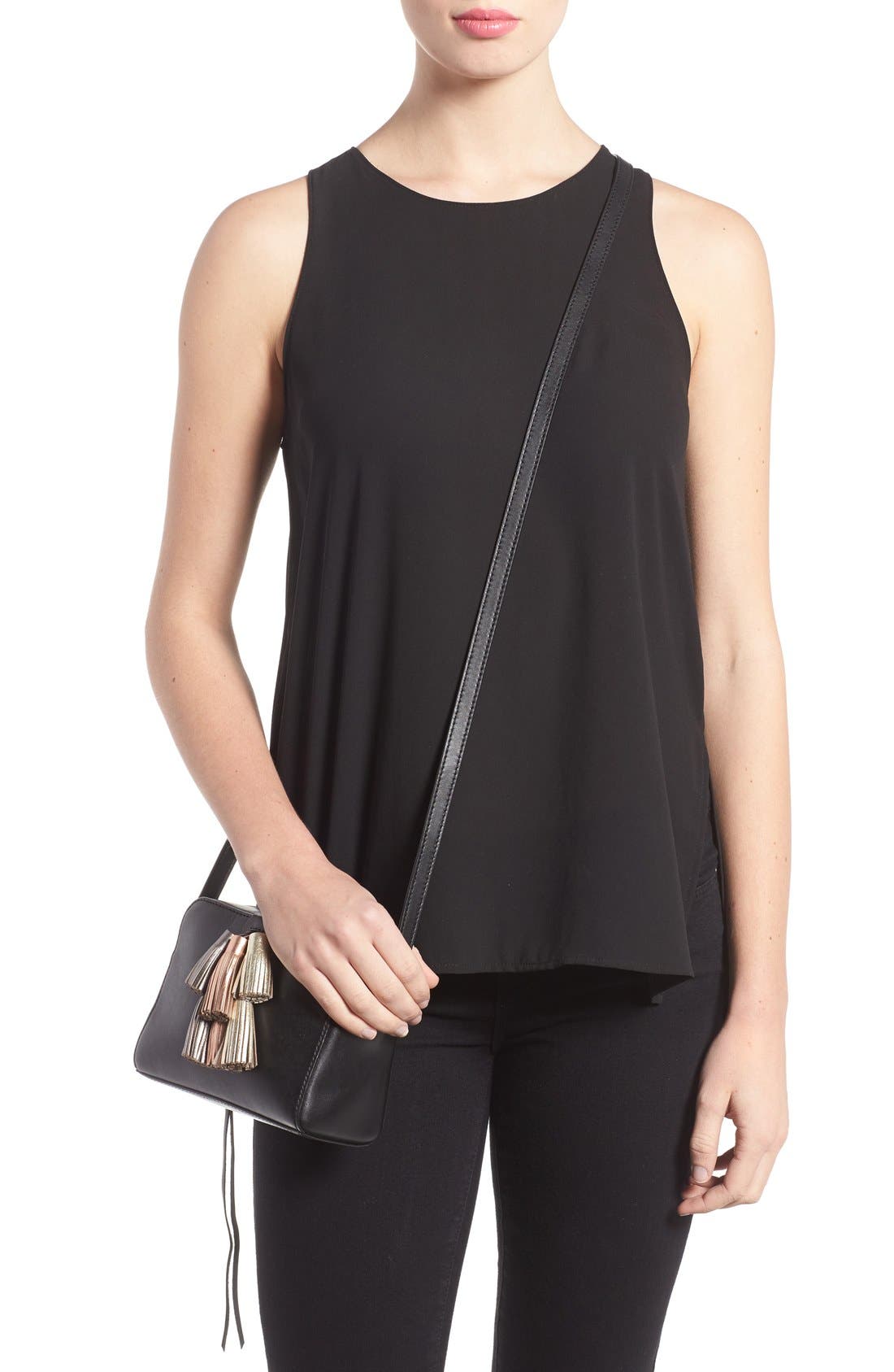 'Mini Sofia' Crossbody Bag, Alternate, color, BLACK METALLIC/ BLACK