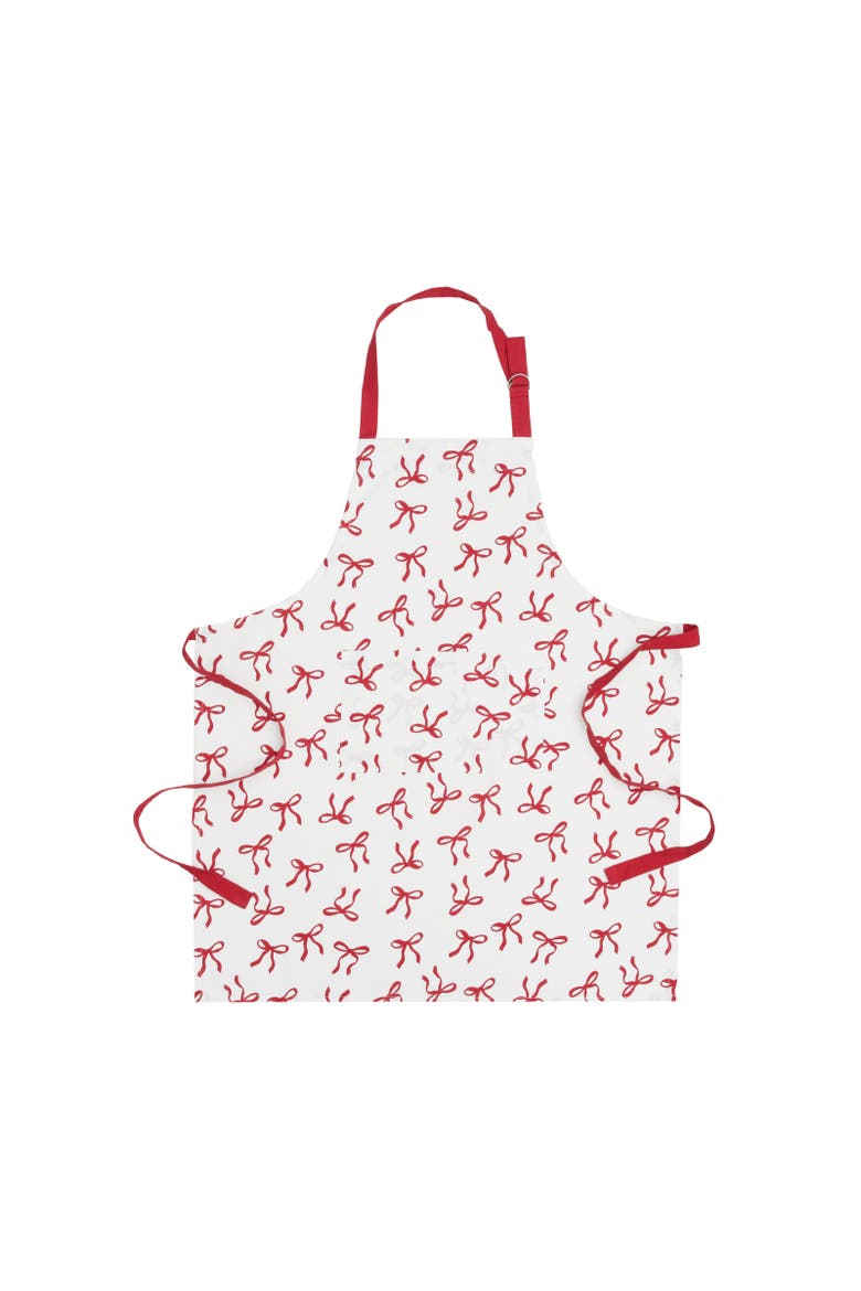 Holiday Bows & Ribbons 100% Cotton Christmas Apron, Main, color, Red