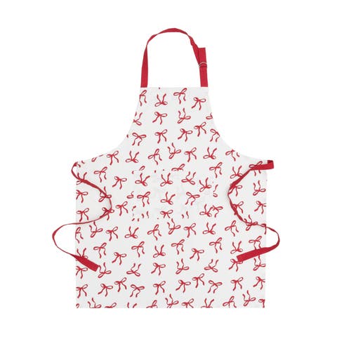 Holiday Bows & Ribbons 100% Cotton Christmas Apron