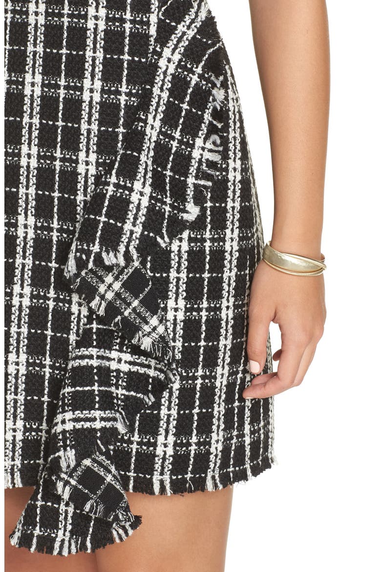 Tweed Sheath Dress, Alternate, color, BLACK- WHITE PLAID