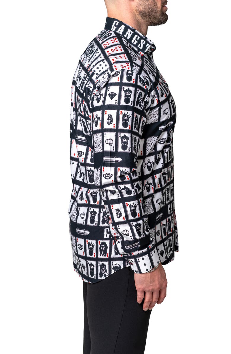 Maceoo Fibonacci Gangster Cotton Button-Up Shirt, Alternate, color, Grey