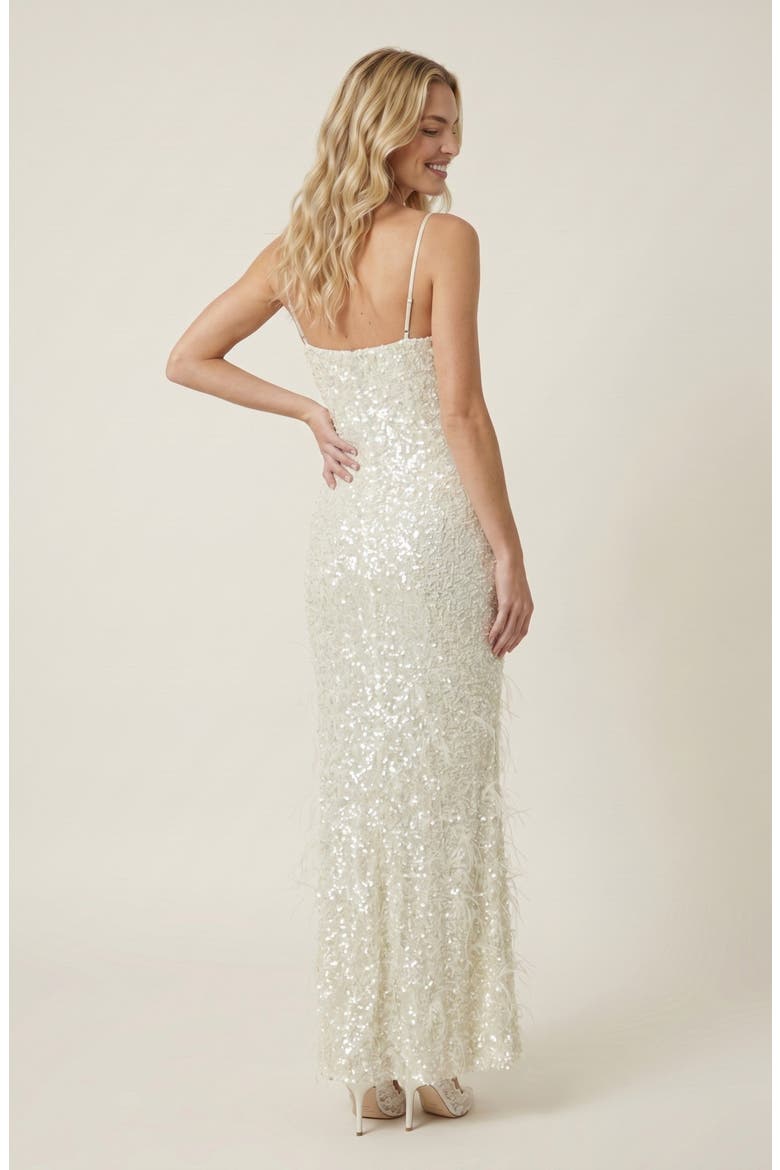 Sequin Mermaid Maxi Dress, Alternate, color, Ivory