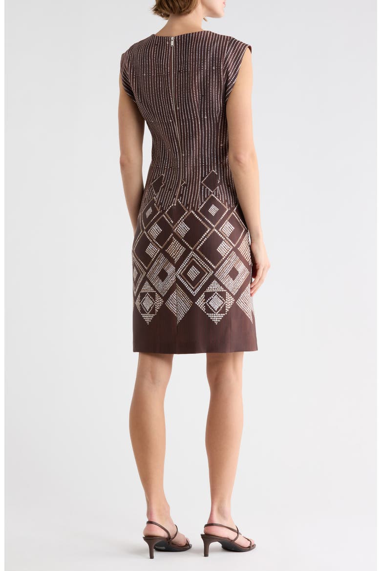 Geo Print Cap Sleeve Dress, Alternate, color, BURNT UMBE