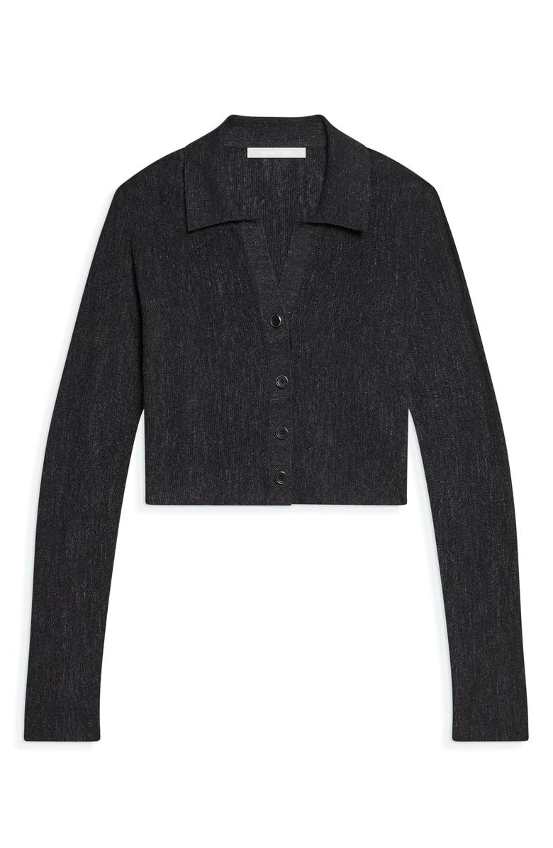Helmut Lang Raw Edge Linen Blend Cardigan, Alternate, color, Black