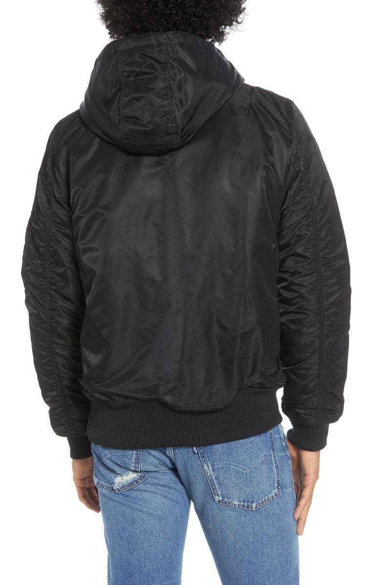 Alpha Industries MA-1 Hooded Water Resistant Bomber Jacket, Alternate, color,