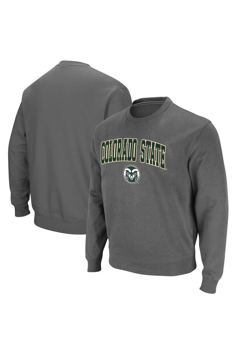 Men's Colosseum Charcoal Colorado State Rams Arch & Logo Tackle Twill Pullover Sweatshirt, Main, color, Charcoal