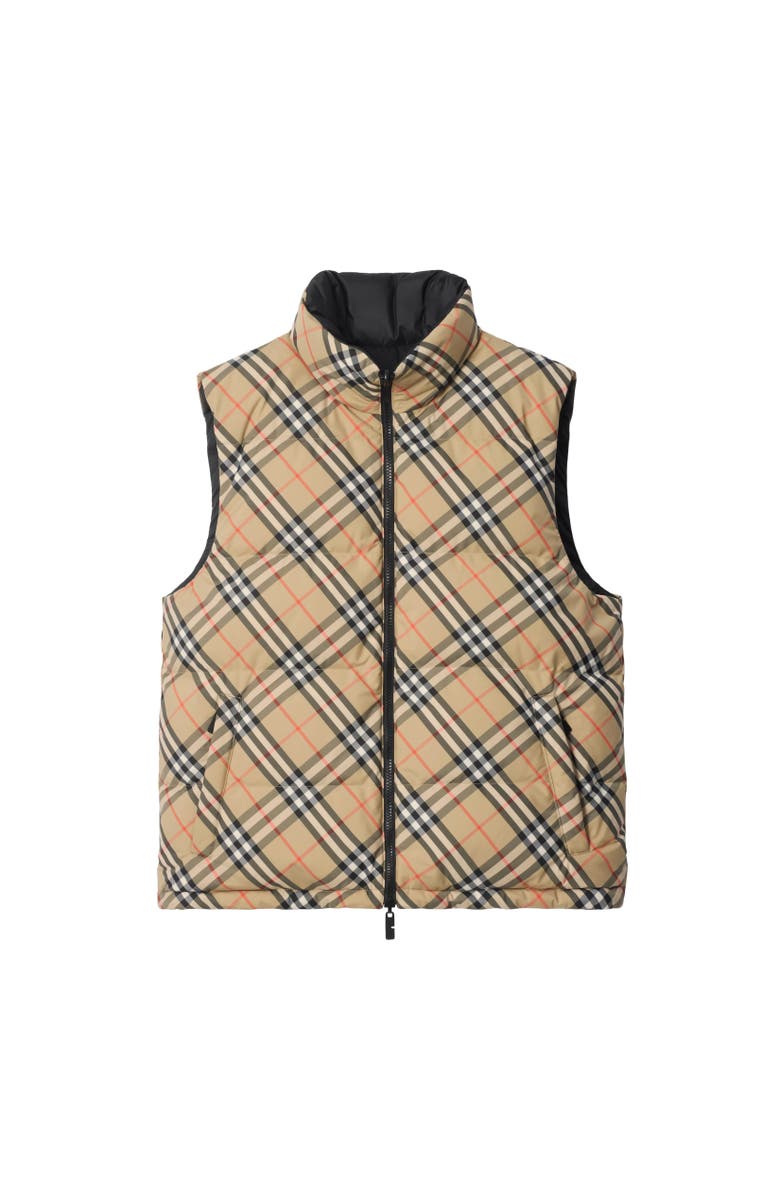 Burberry Reversible Check Puffer Gilet, Alternate, color, Sand Beige