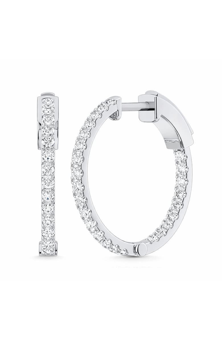 Balacia Diamond Inside Out Hoop Earrings - 1 ct, Main, color, Silver
