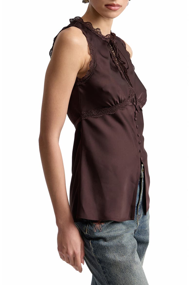 Lace Trim Keyhole Shell, Alternate, color, RUSSET