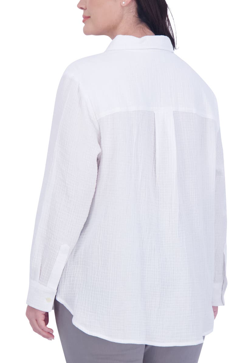 Foxcroft Oversize Gauze Button-Up Shirt, Alternate, color,