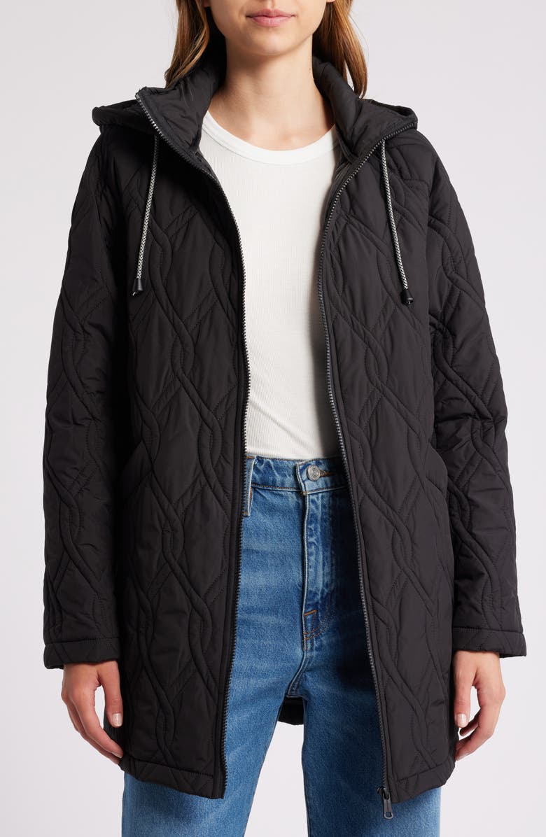 Bernardo Arboretum Onion Quilted Hooded Jacket, Alternate, color, 