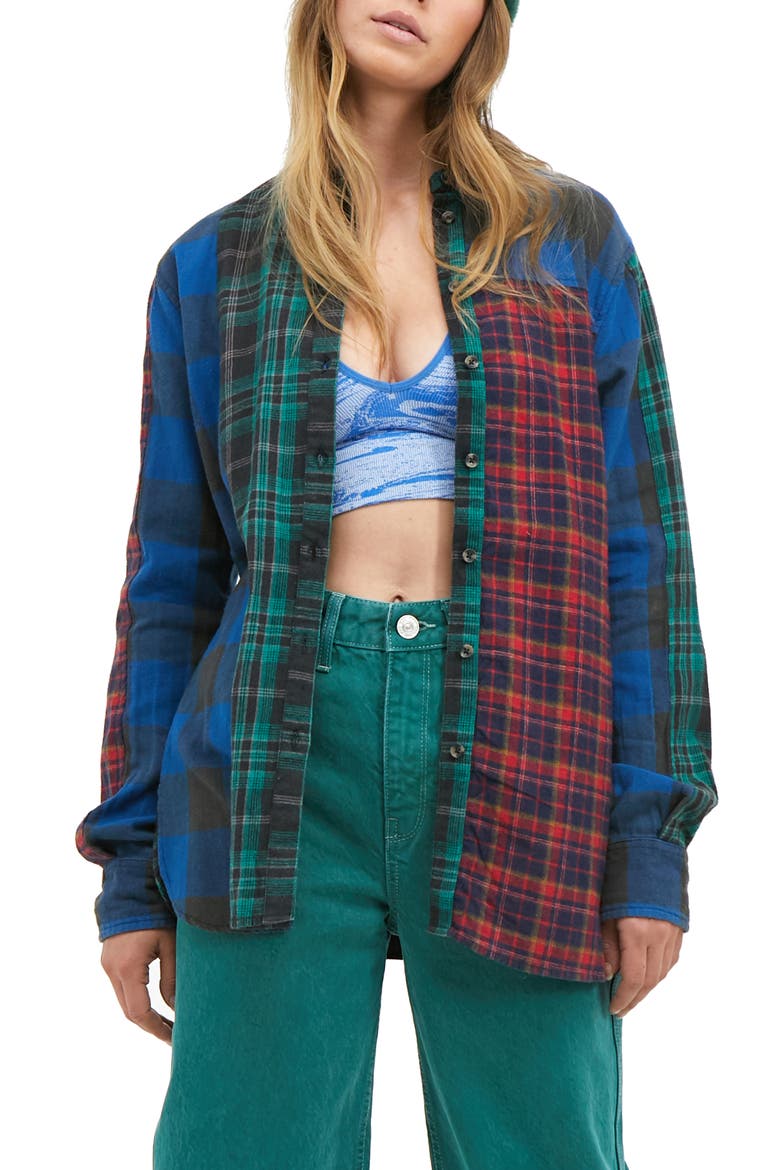 Nicole Splice Check Button-Up Shirt, Main, color, MULTI