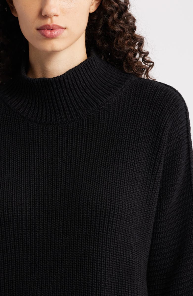 Frank & Eileen Montecito Mock Neck Cotton Sweater, Alternate, color, Black