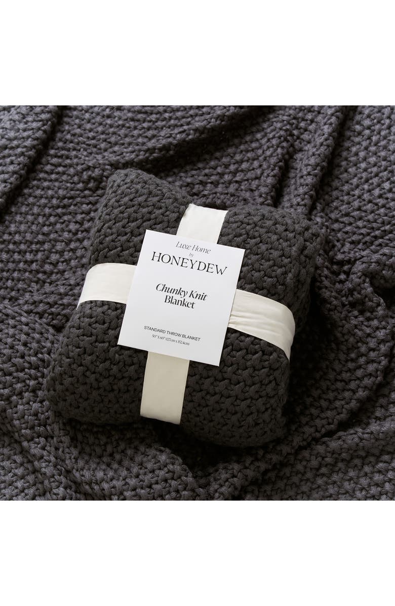 Honeydew Chunky Knit Throw Blanket, Alternate, color, Charcoal