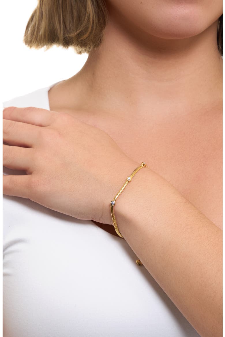 Herringbone Cubic Zirconia Bracelet, Alternate, color, GOLD