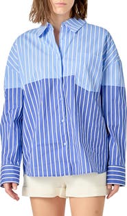 English Factory Colorblock Stripe Button-Up Shirt