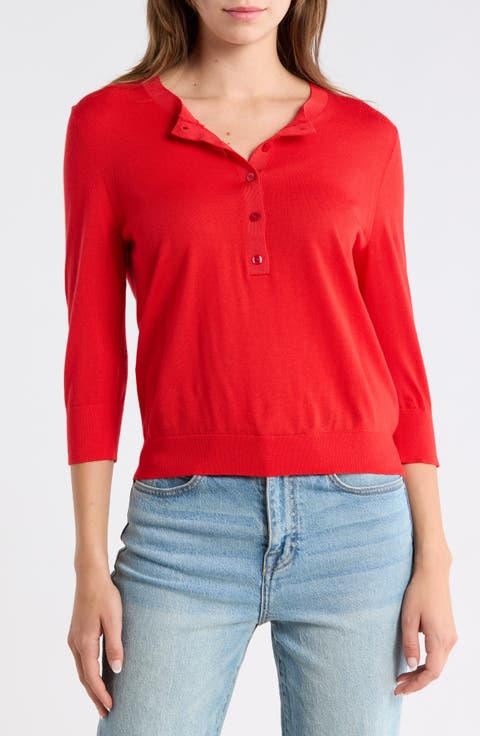 Fiblure Virgin Wool Henley Sweater