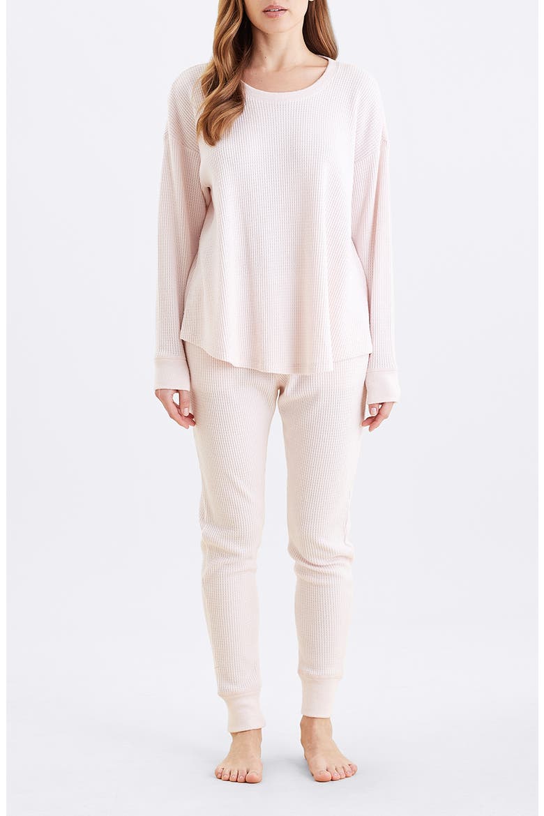 Waffle Knit Pajamas, Main, color, WINTER ROSE