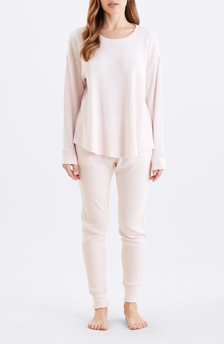 Papinelle Waffle Knit Pajamas, Main, color, Winter Rose
