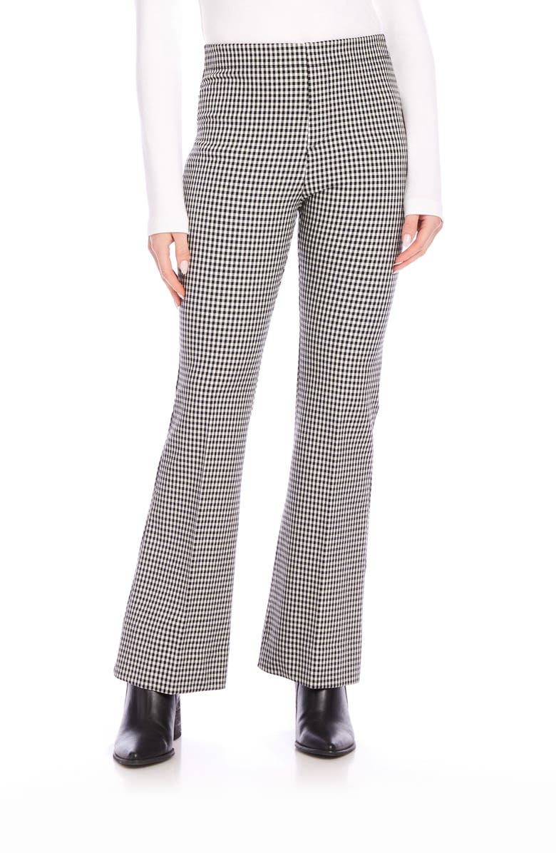 Karen Kane Check Woven Bootcut Pants, Main, color, Black/ Off White