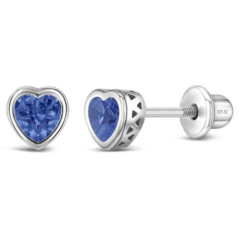 Cubic Zirconia Birthstone Heart Earrings