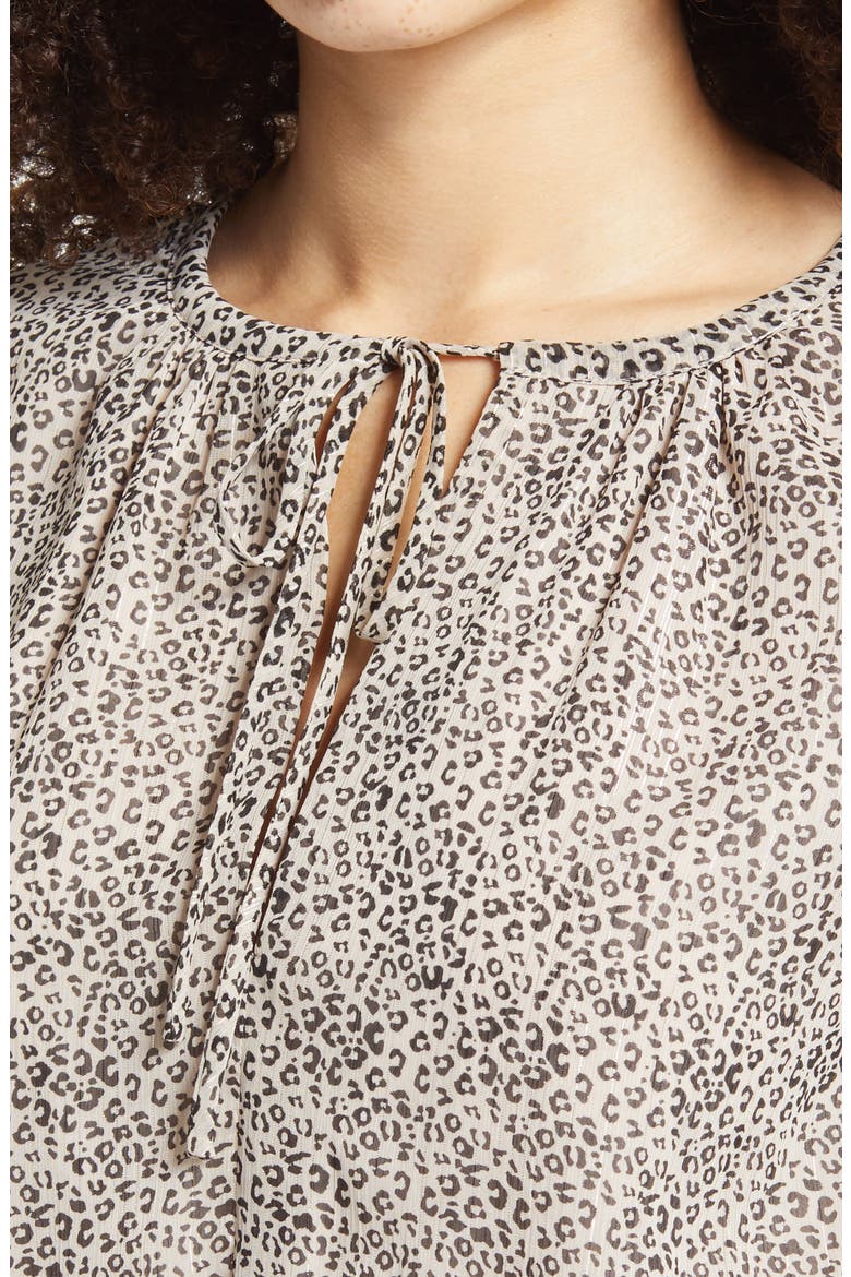 x BFF Laura Smocked Waist Long Sleeve Minidress, Alternate, color, CHEETAH LUREX STRIPE