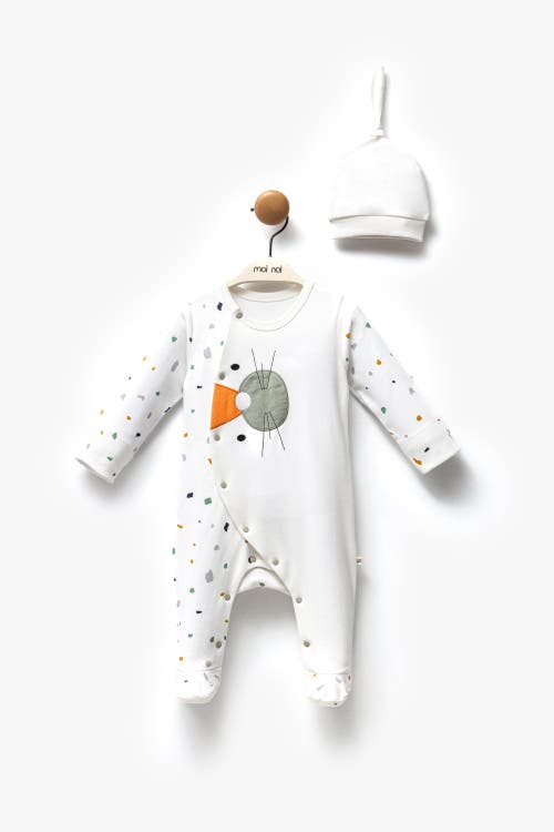 Moi Noi Polka Dot One-piece Set In White